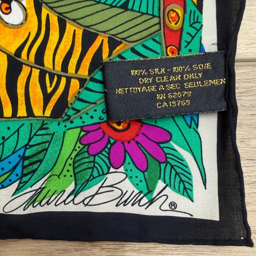 Laurel‎ Burch Vintage Silk Scarf Jungle Animals The Honey Collection Square 20" - Picture 4 of 11